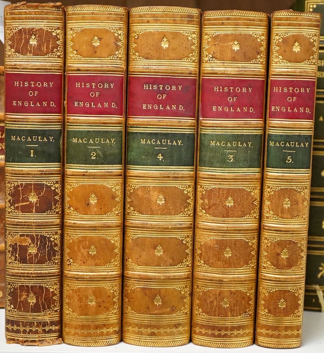 Macaulay, Thomas Babington - The History of England from the Accession of James the Second. 10th edition, 4 vols. earlier 20th cent. tree calf, gilt decorated and panelled spines with red and green labels, gilt tops and